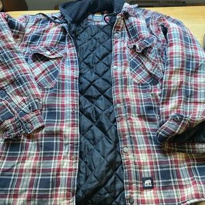 Men's Plaid Shirt Jacket with Quilted Lining